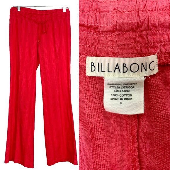 Billabong Pants - Billabong Coral Red Cotton Elastic Waist Beach Vacation Pants Small